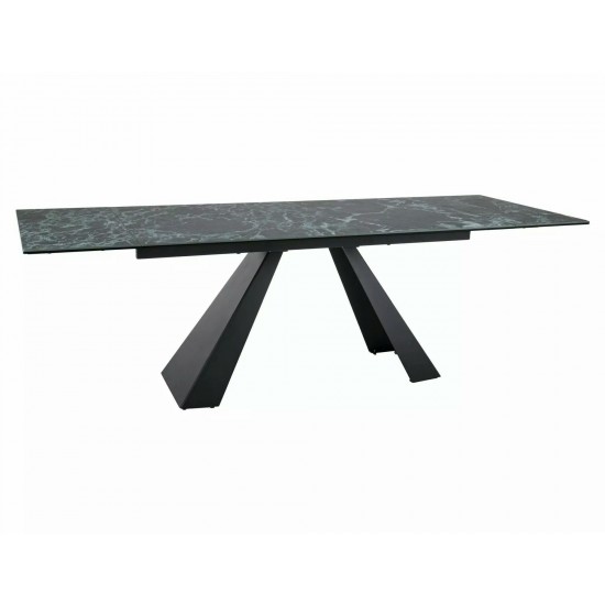 Обідній стіл розкладний SALVADORE CERAMIC Морський Verde Alpi / Чорний мат (160-240)X90 SALVADORETVC160 1