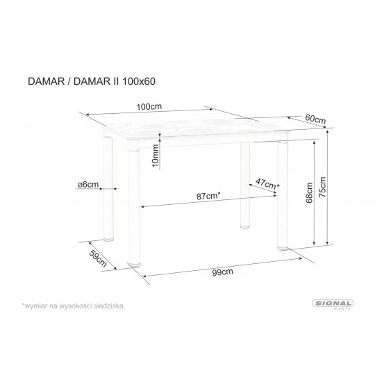 Стол обеденный DAMAR Дуб Артисан / Черный мат 100X60 DAMARDAC100 5