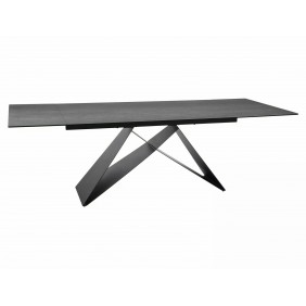 Стол обеденный раскладной WESTIN CERAMIC Серый Эффект Мрамора / Черный мат (160-240)X90 WESTINJSZC160