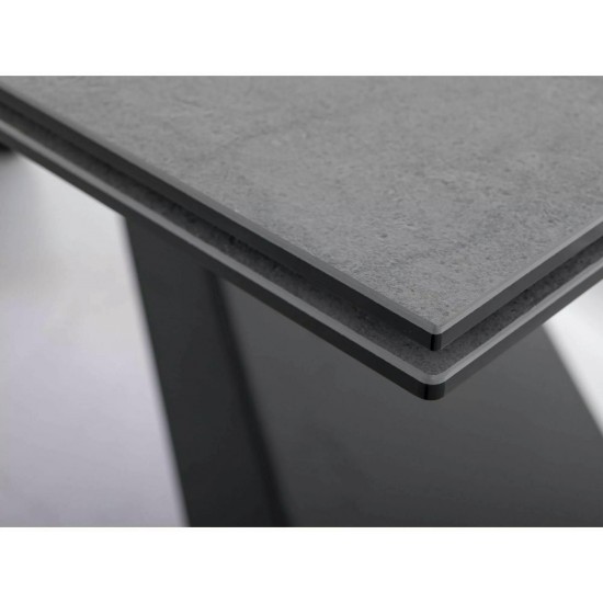 Стол обеденный раскладной WESTIN CERAMIC Серый Эффект Мрамора / Черный мат (160-240)X90 WESTINJSZC160 2