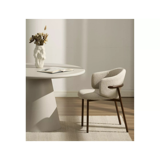 Стол обеденный кухонный Aurora ø120 см МДФ + микроцемент Светло-серый / Светло-серый каркас 4