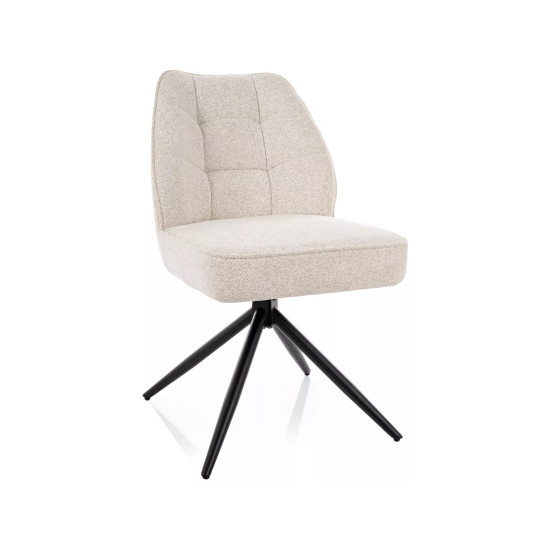 Стул кухонный обеденный мягкий John Raven Светло-бежевая ткань / Черный каркас 7