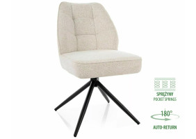 Стул кухонный обеденный мягкий John Raven Светло-бежевая ткань / Черный каркас