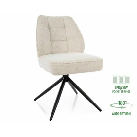 Стул кухонный обеденный мягкий John Raven Светло-бежевая ткань / Черный каркас