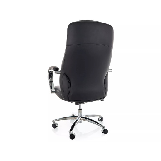 Кресло офисное компьютерное поворотное Q-07 Черная экокожа / Хром каркас 2