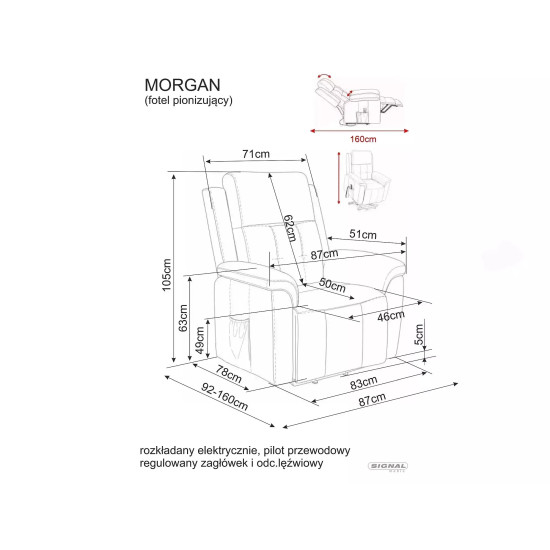 Кресло-вертикализатор Morgan Raven Капучино ткань / Черный каркас 8
