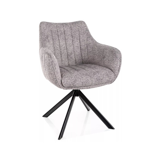 Стул кухонный обеденный мягкий Azalia Leo Светло-серая ткань / Черный каркас 6