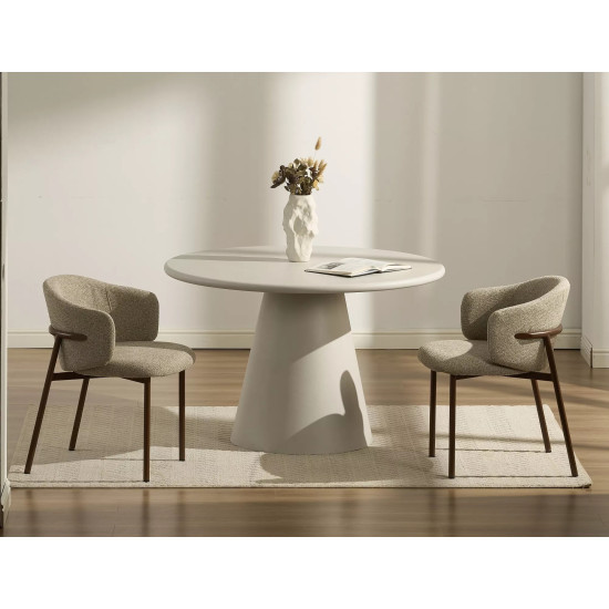 Стол обеденный кухонный Aurora ø120 см МДФ + микроцемент Светло-серый / Светло-серый каркас 3