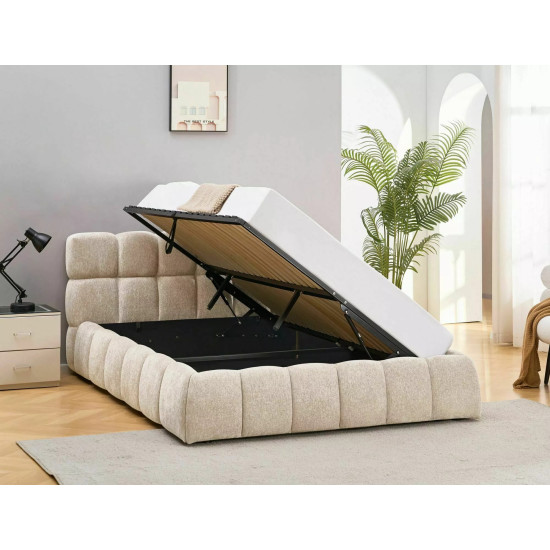 Кровать двухспальная мягкая Parma Raven 140×200 Бежевая ткань 13