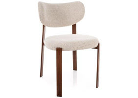 Стул кухонный обеденный мягкий Rin D Светло-бежевая ткань / Орех каркас
