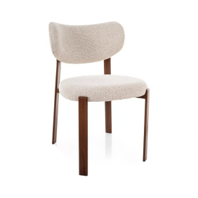 Стул кухонный обеденный мягкий Rin D Светло-бежевая ткань / Орех каркас