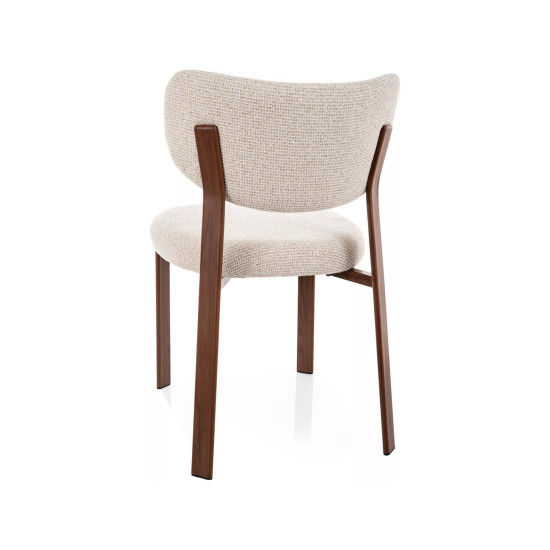 Стул кухонный обеденный мягкий Rin D Светло-бежевая ткань / Орех каркас 3