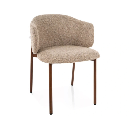 Стул кухонный обеденный мягкий Osaka D Бежевая ткань / Орех каркас 1
