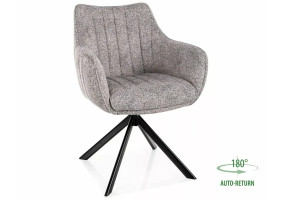 Стул кухонный обеденный мягкий Azalia Leo Светло-серая ткань / Черный каркас