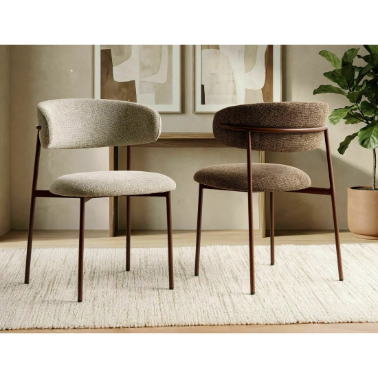 Стул кухонный обеденный мягкий Elton D Бежевая ткань Noelle / Орех каркас 4