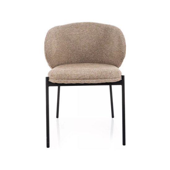 Стул кухонный обеденный мягкий Kioto Бежевая ткань / Черный каркас 2