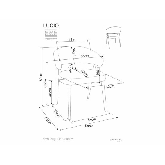 Стул кухонный обеденный мягкий Lucio Noelle Капучино ткань / Черный каркас 5