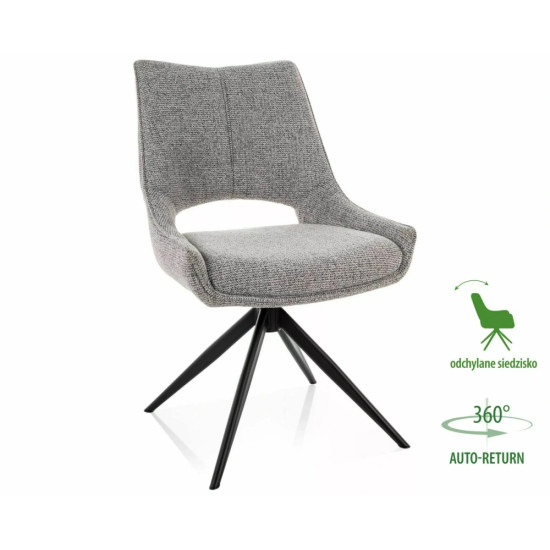 Стул кухонный обеденный мягкий Fino I Серая ткань Noelle / Черный каркас 1