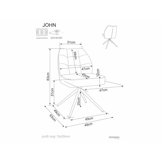 Стул кухонный обеденный мягкий John Raven Светло-бежевая ткань / Черный каркас 5