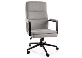 Кресло офисное компьютерное поворотное Q-090 Серая экокожа / Черный каркас