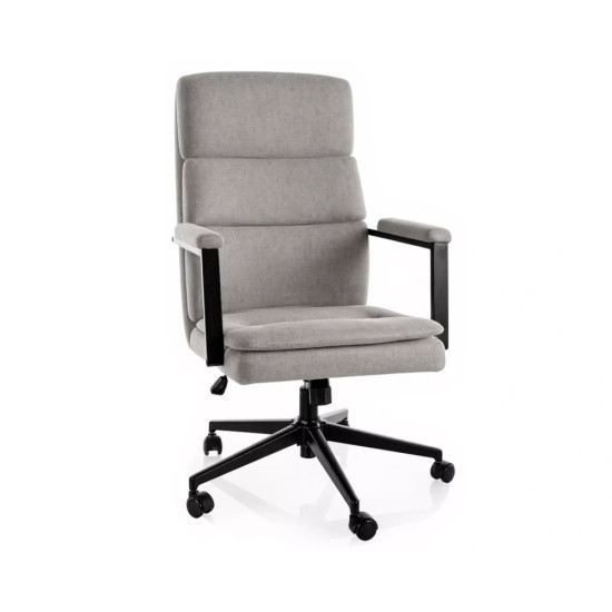 Кресло офисное компьютерное поворотное Q-090 Серая экокожа / Черный каркас 1