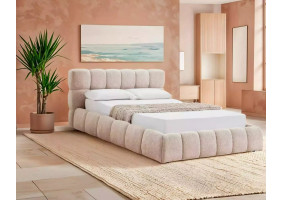 Кровать двухспальная мягкая Parma Raven 140×200 Бежевая ткань