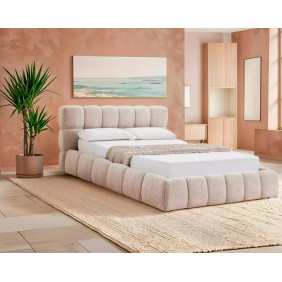 Кровать двухспальная мягкая Parma Raven 140×200 Бежевая ткань