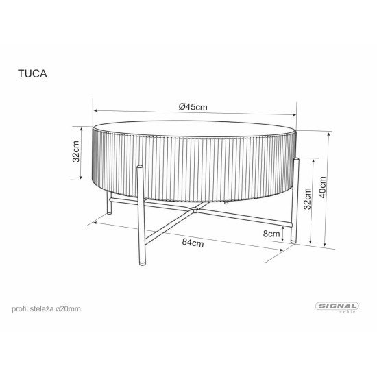 Стол журнальный кофейный Tuca ø80 см Дуб / Черный 6