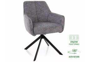 Стул кухонный обеденный мягкий Notti Leo Серая ткань / Черный каркас