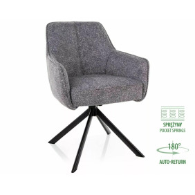 Стул кухонный обеденный мягкий Notti Leo Серая ткань / Черный каркас