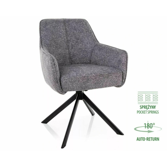 Стул кухонный обеденный мягкий Notti Leo Серая ткань / Черный каркас 1