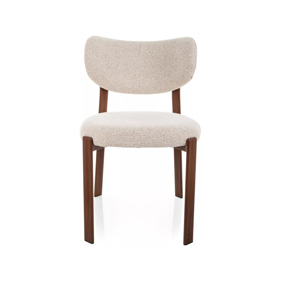 Стул кухонный обеденный мягкий Rin D Светло-бежевая ткань / Орех каркас 2