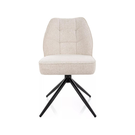 Стул кухонный обеденный мягкий John Raven Светло-бежевая ткань / Черный каркас 2