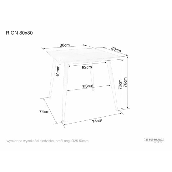 Стол обеденный кухонный Rion 80×80 см Керамика Беж / Кашемир каркас 2