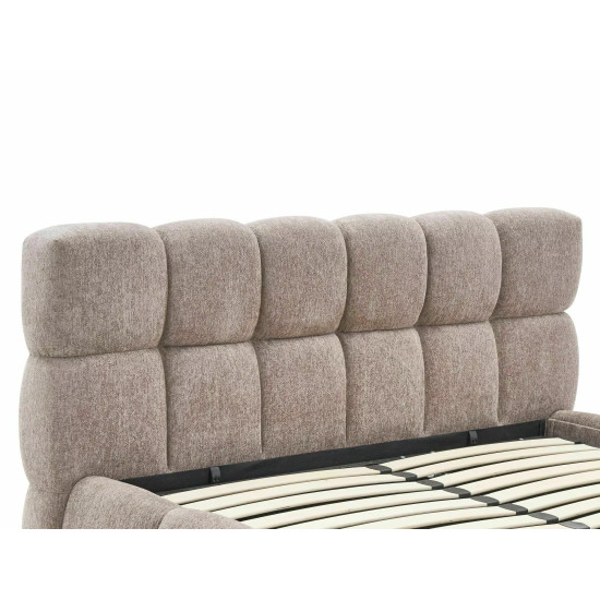 Кровать двухспальная мягкая Parma Raven 140×200 Темно-бежевая ткань 4