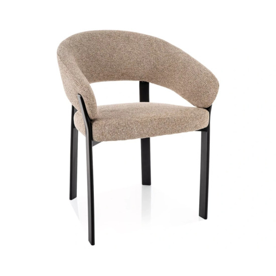 Стул кухонный обеденный мягкий Nagoja Бежевая ткань / Черный каркас 1