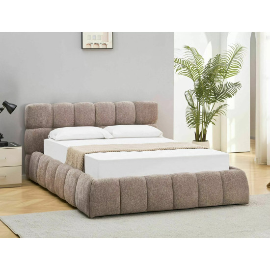 Кровать двухспальная мягкая Parma Raven 140×200 Темно-бежевая ткань 11