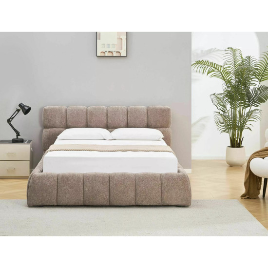 Кровать двухспальная мягкая Parma Raven 140×200 Темно-бежевая ткань 12