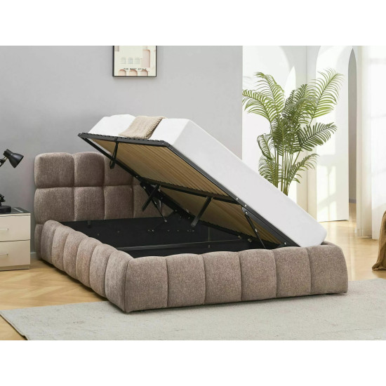 Кровать двухспальная мягкая Parma Raven 140×200 Темно-бежевая ткань 13