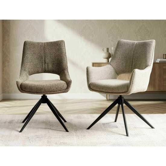 Стул кухонный обеденный мягкий Fino II Бежевая ткань Noelle / Черный каркас 4