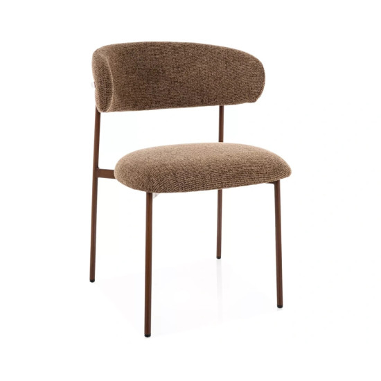 Стул кухонный обеденный мягкий Elton D Капучино ткань Noelle / Орех каркас 1