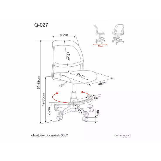 Кресло офисное компьютерное поворотное Q-027 Розовая сетка с мембранной тканью / Светло-серый каркас 3