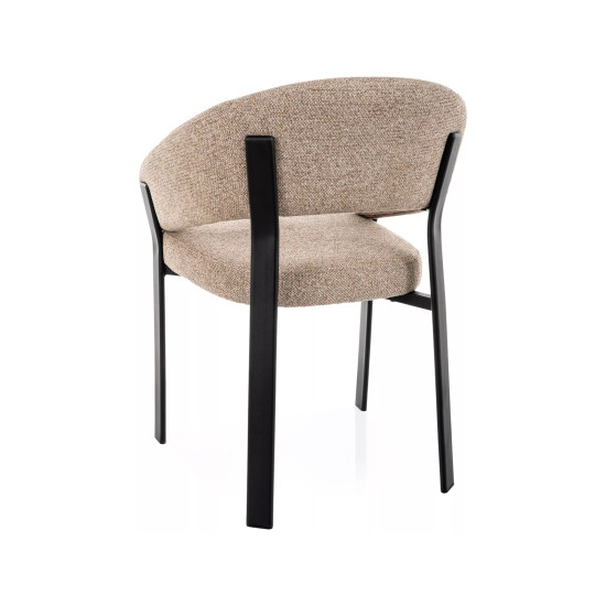 Стул кухонный обеденный мягкий Nagoja Бежевая ткань / Черный каркас 3