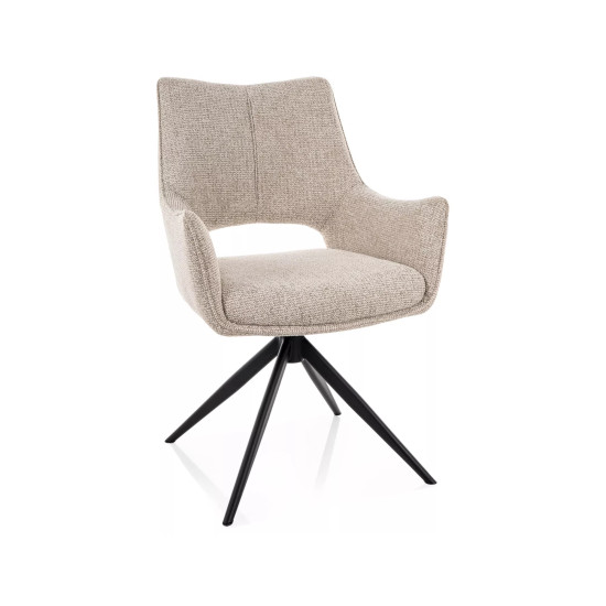 Стул кухонный обеденный мягкий Fino II Бежевая ткань Noelle / Черный каркас 6