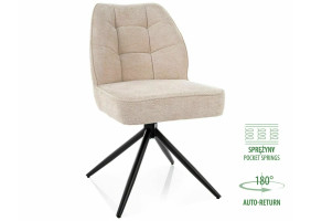 Стул кухонный обеденный мягкий John Raven Бежевая ткань / Черный каркас