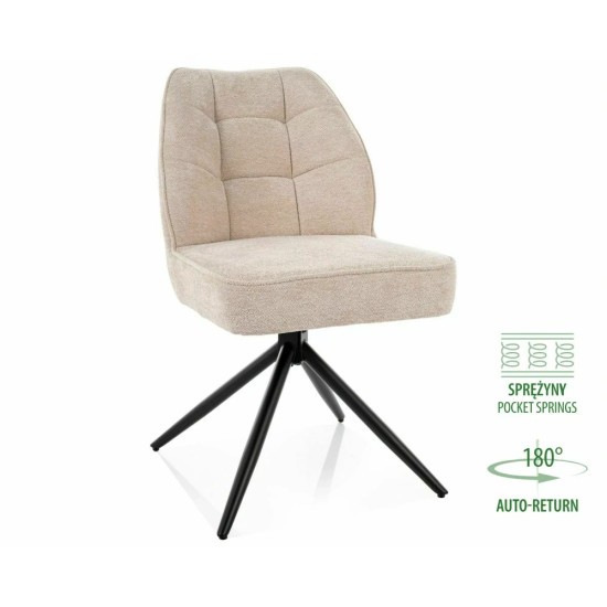 Стул кухонный обеденный мягкий John Raven Бежевая ткань / Черный каркас 1