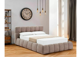 Кровать двухспальная мягкая Parma Raven 140×200 Темно-бежевая ткань