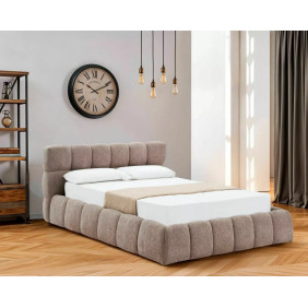 Кровать двухспальная мягкая Parma Raven 140×200 Темно-бежевая ткань