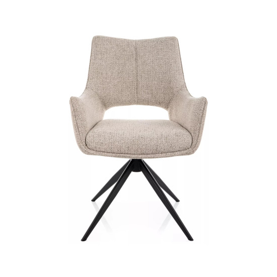 Стул кухонный обеденный мягкий Fino II Бежевая ткань Noelle / Черный каркас 2