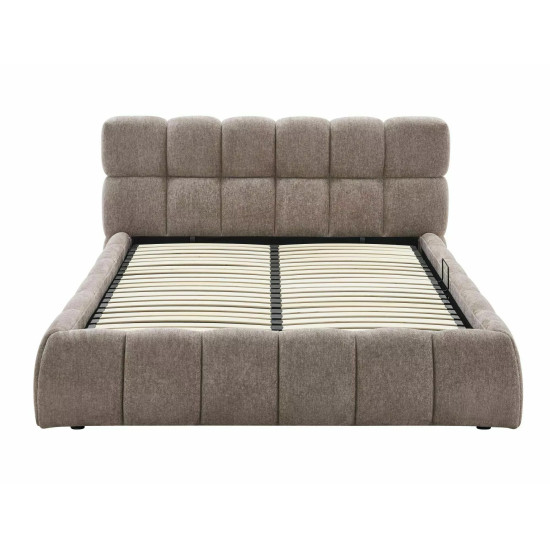 Кровать двухспальная мягкая Parma Raven 140×200 Темно-бежевая ткань 14